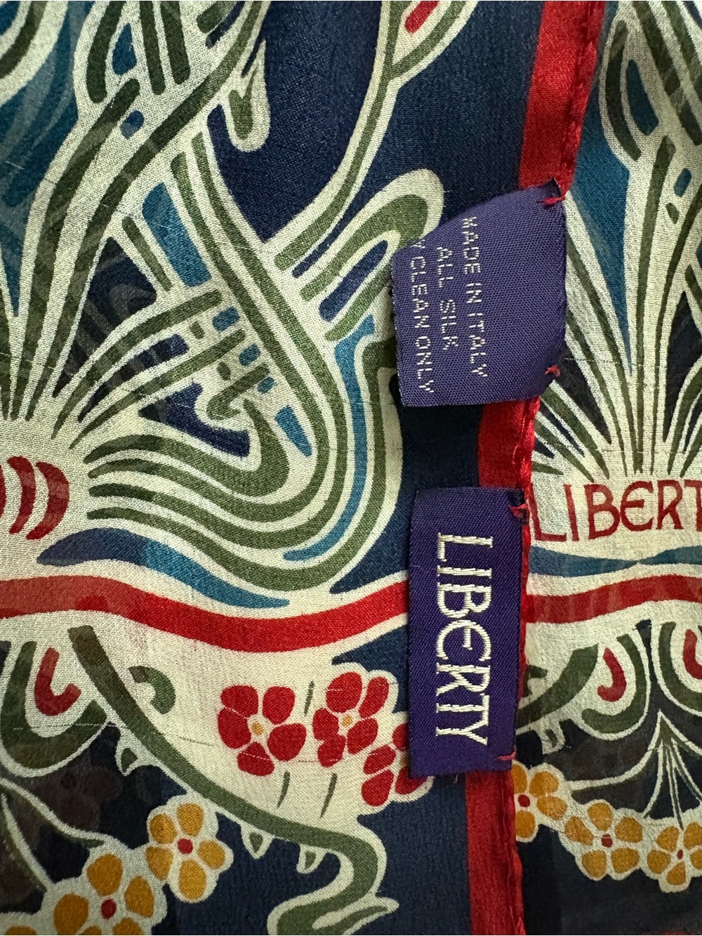 Vintage Liberty of London Silk Scarf Art Nouveau Floral Oblong Scarf Italian Mad - Picture 9 of 15